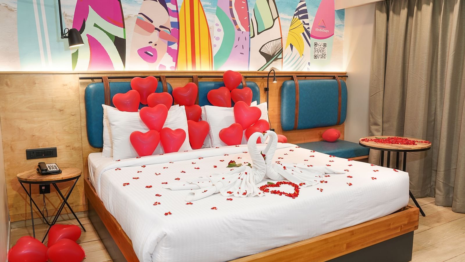 A large bed in Cozy Double Room at Indie Stays Resort, Goa.